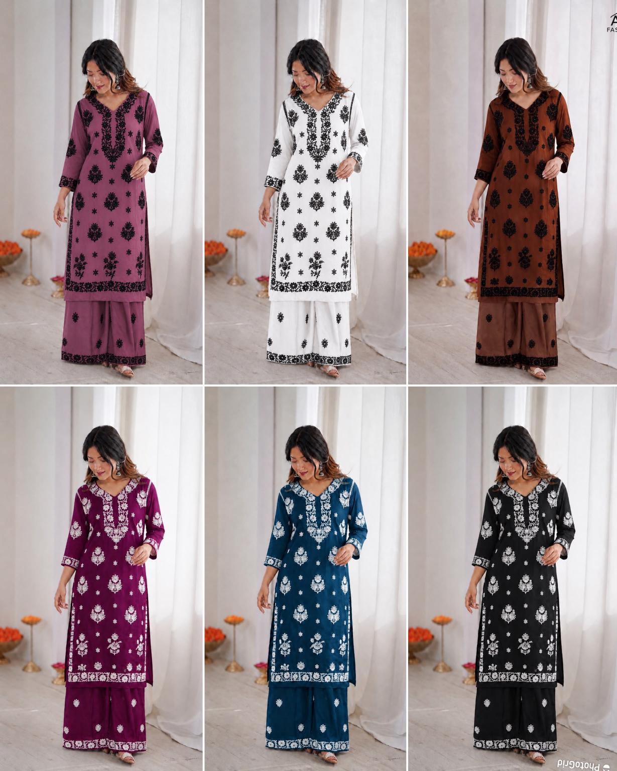 Felocity Chikankari vol 6 catalog Chikankari plazzo kurtis