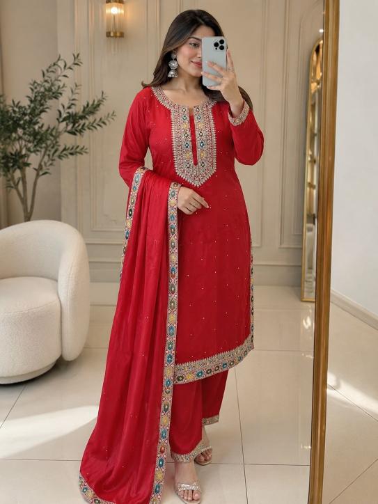 Felocity Red Hit catalog designer wear kurti wholesale
