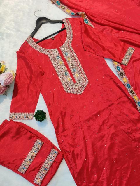 Felocity Red Hit catalog designer wear kurti wholesale