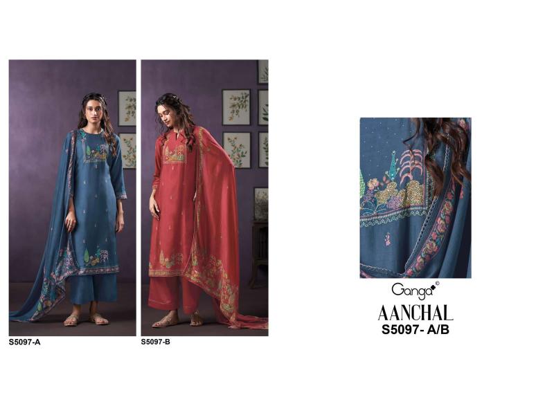 Ganga Aanchal 5097 catalog salwar kameez wholesale surat gujarat 