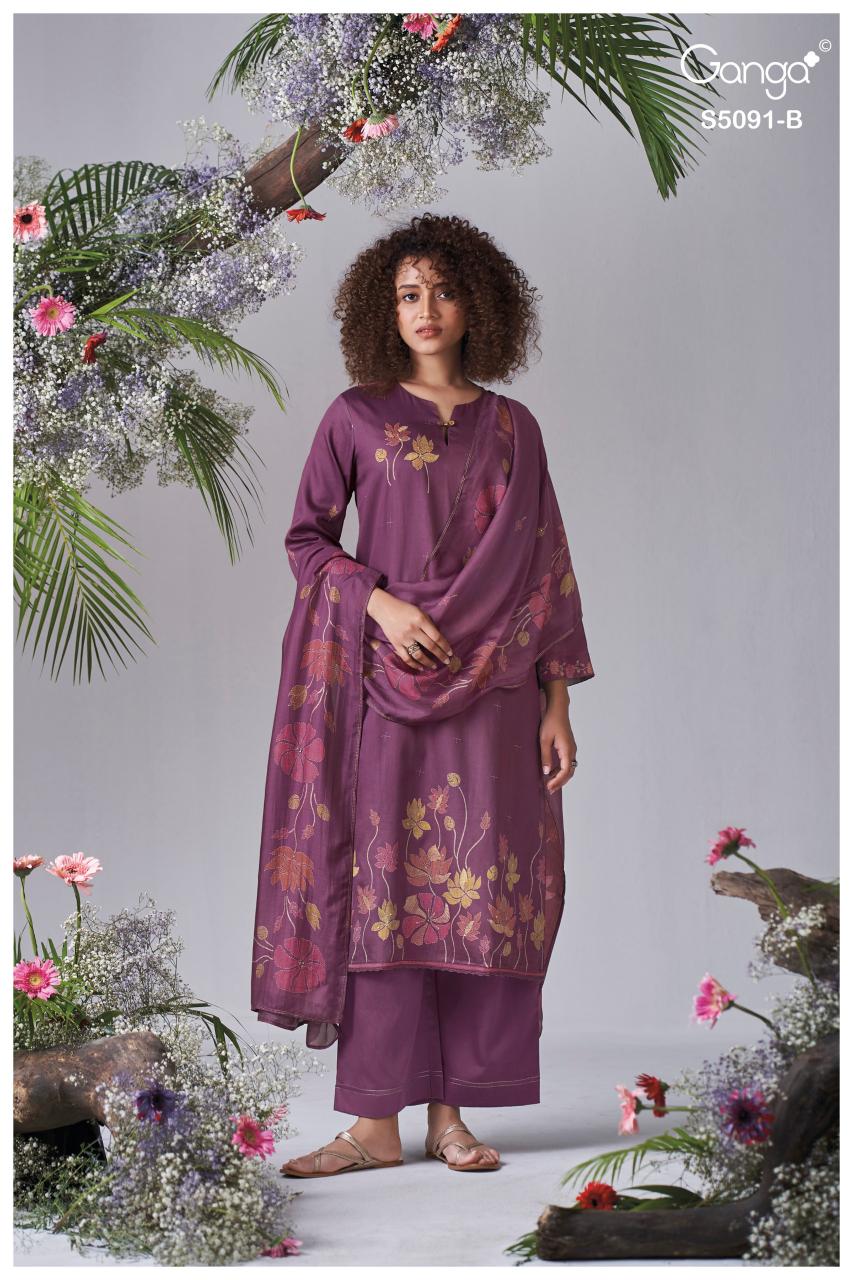 Ganga Baerin 5091 catalog unstitched salwar kameez wholesalers in mumbai