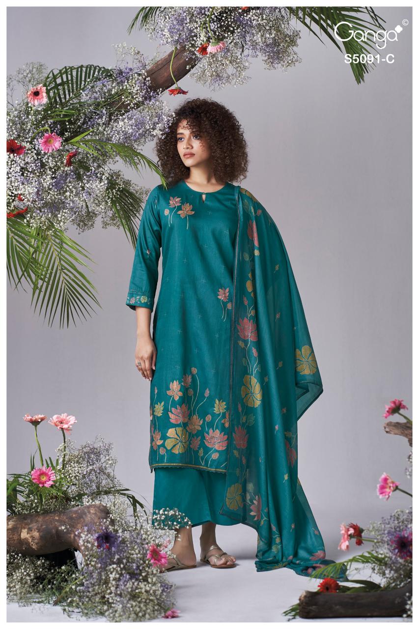 Ganga Baerin 5091 catalog unstitched salwar kameez wholesalers in mumbai