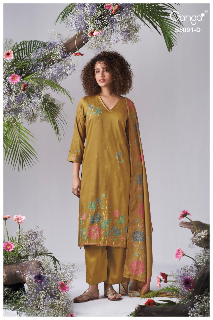 Ganga Baerin 5091 catalog unstitched salwar kameez wholesalers in mumbai