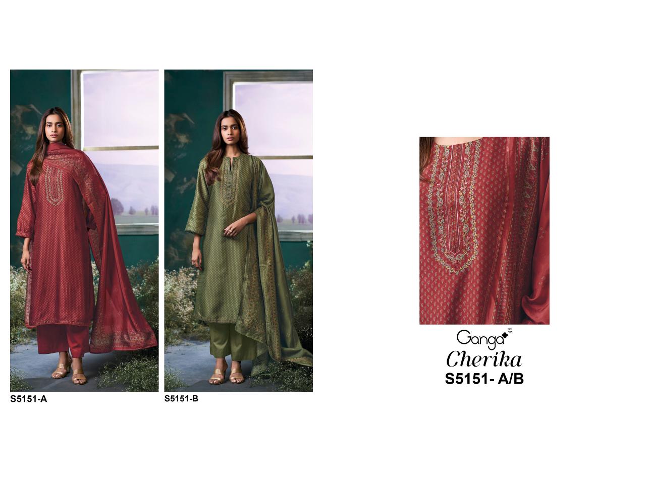 Ganga Cherika 5151 catalog salwar kameez manufacturers wholesale suppliers in surat surat gujarat