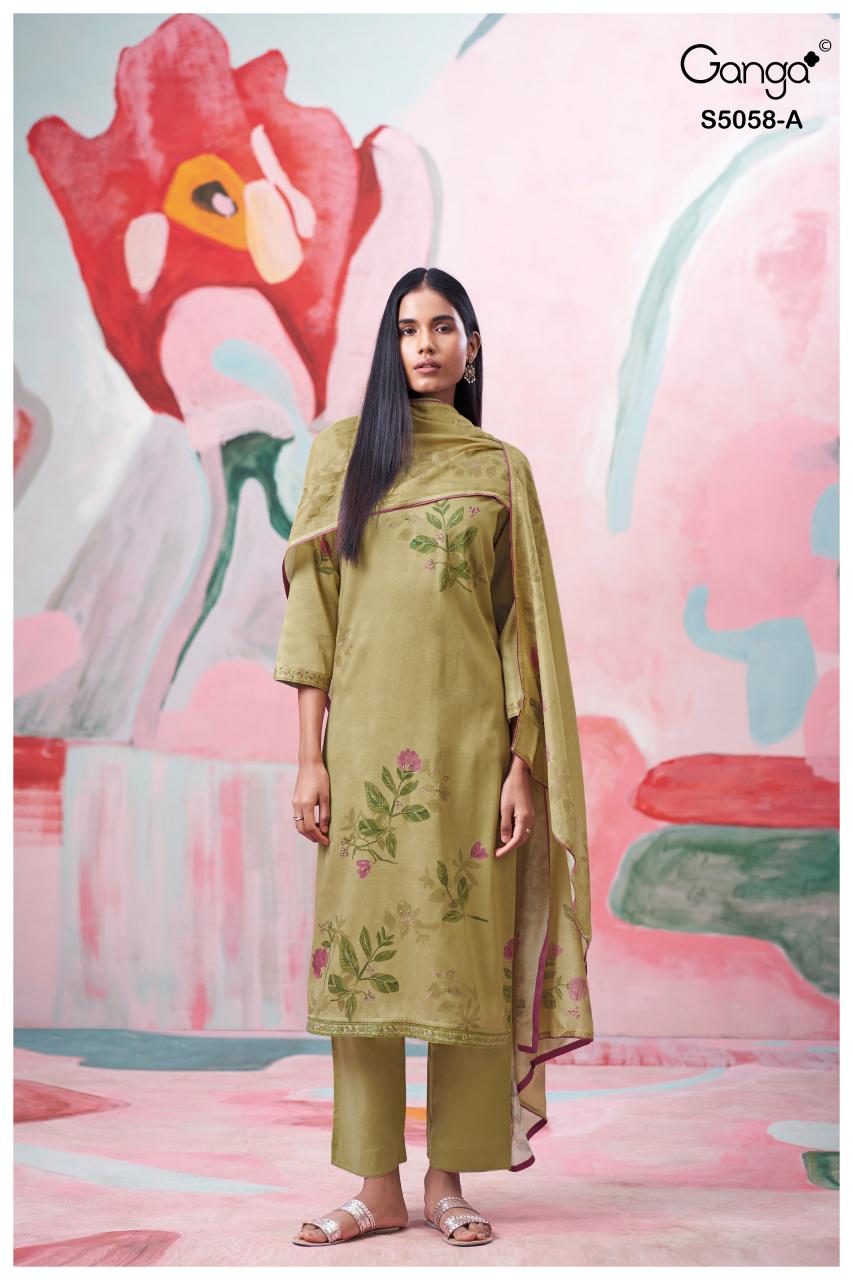 Ganga Elysia 5058 catalog wholesale salwar kameez suppliers in surat