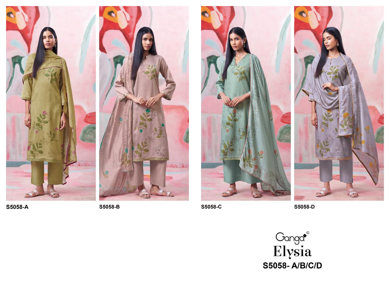 Ganga Elysia 5058 catalog wholesale salwar kameez suppliers in surat