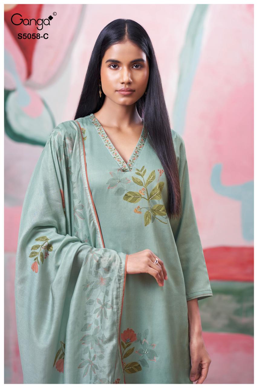 Ganga Elysia 5058 catalog wholesale salwar kameez suppliers in surat