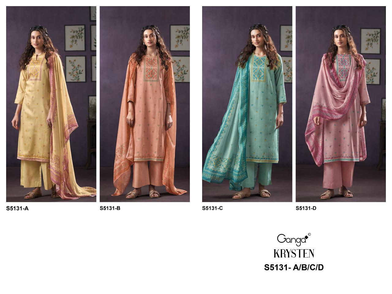 Ganga Krysten 5131 catalog mumbai wholesale salwar kameez