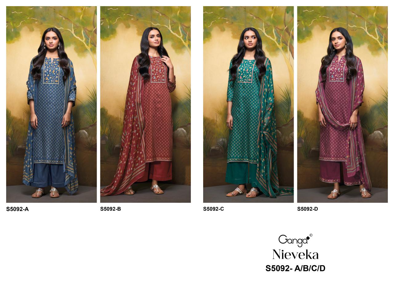 Ganga Nieveka 5092 catalog wholesale unstitched salwar kameez suppliers