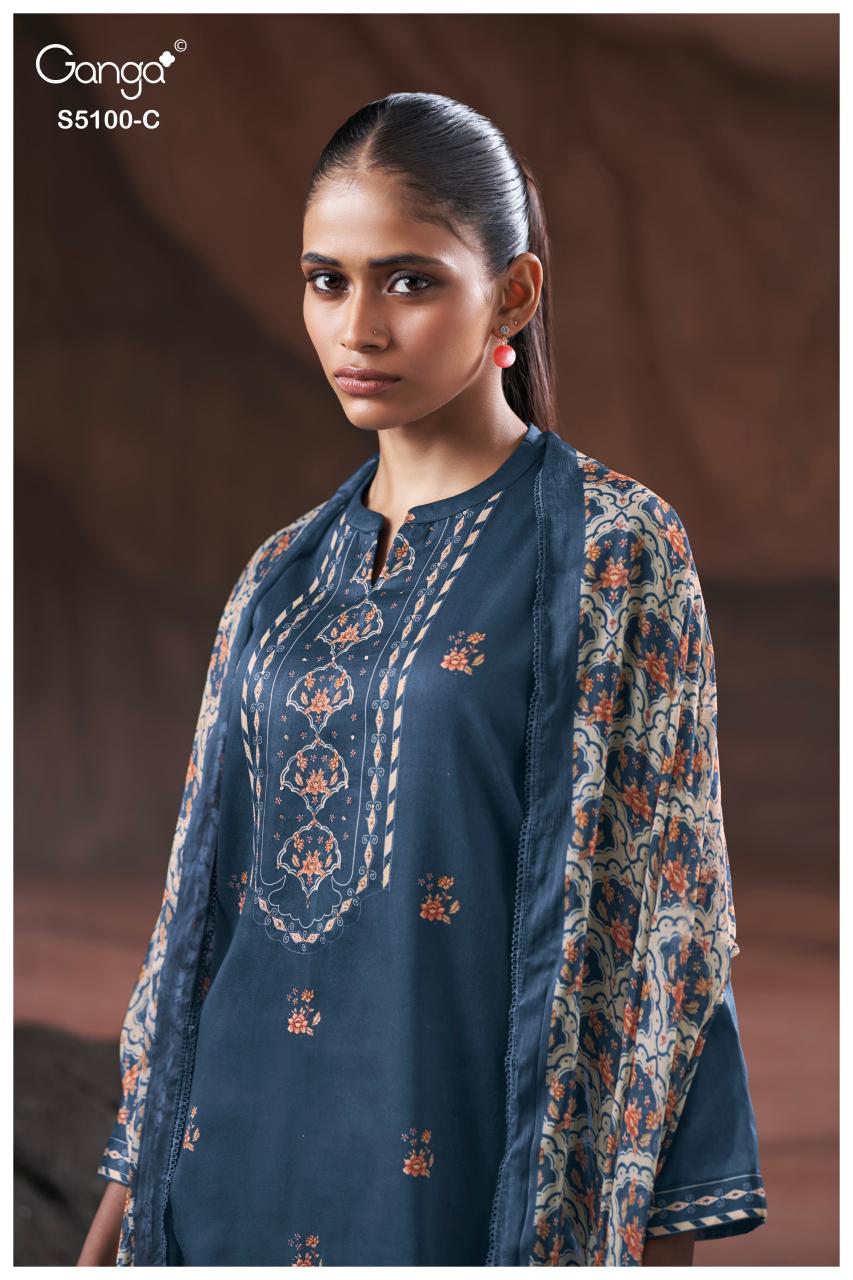Ganga Sharvari 5100 catalog wholesale salwar kameez catalogue with price
