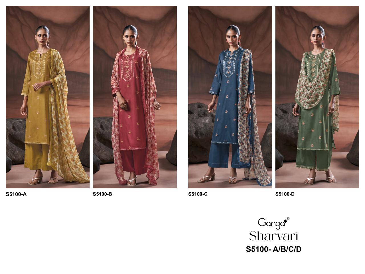Ganga Sharvari 5100 catalog wholesale salwar kameez catalogue with price