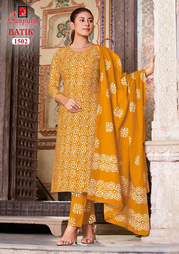 Ganpati Batik Vol-15 – Kurti Pant With Dupatta - Wholesale Catalog