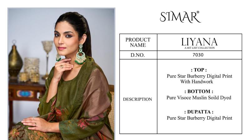 Glossy Simar Liyana 7030 catalog salwar kameez pakistani wholesale