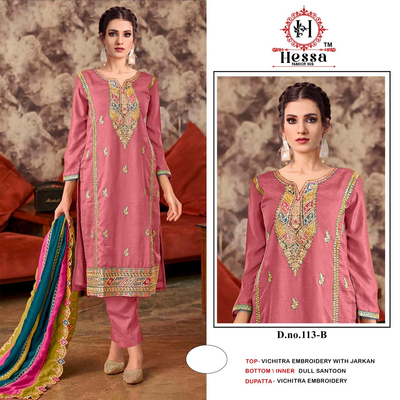 Hessa 113 catalog pakistani suit wholesale market