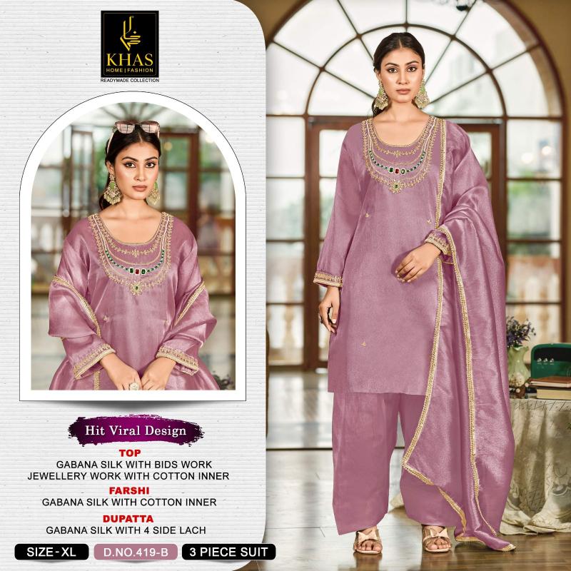 Khas 419 catalog pakistani suits at wholesale price