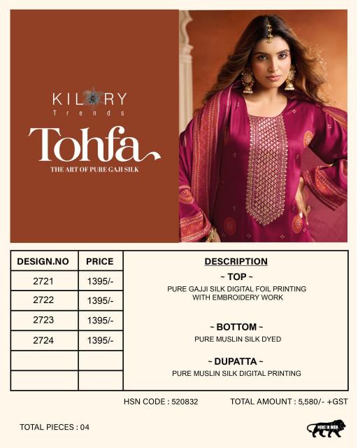 Kilory Tohfa catalog wholesale unstitched salwar kameez suppliers