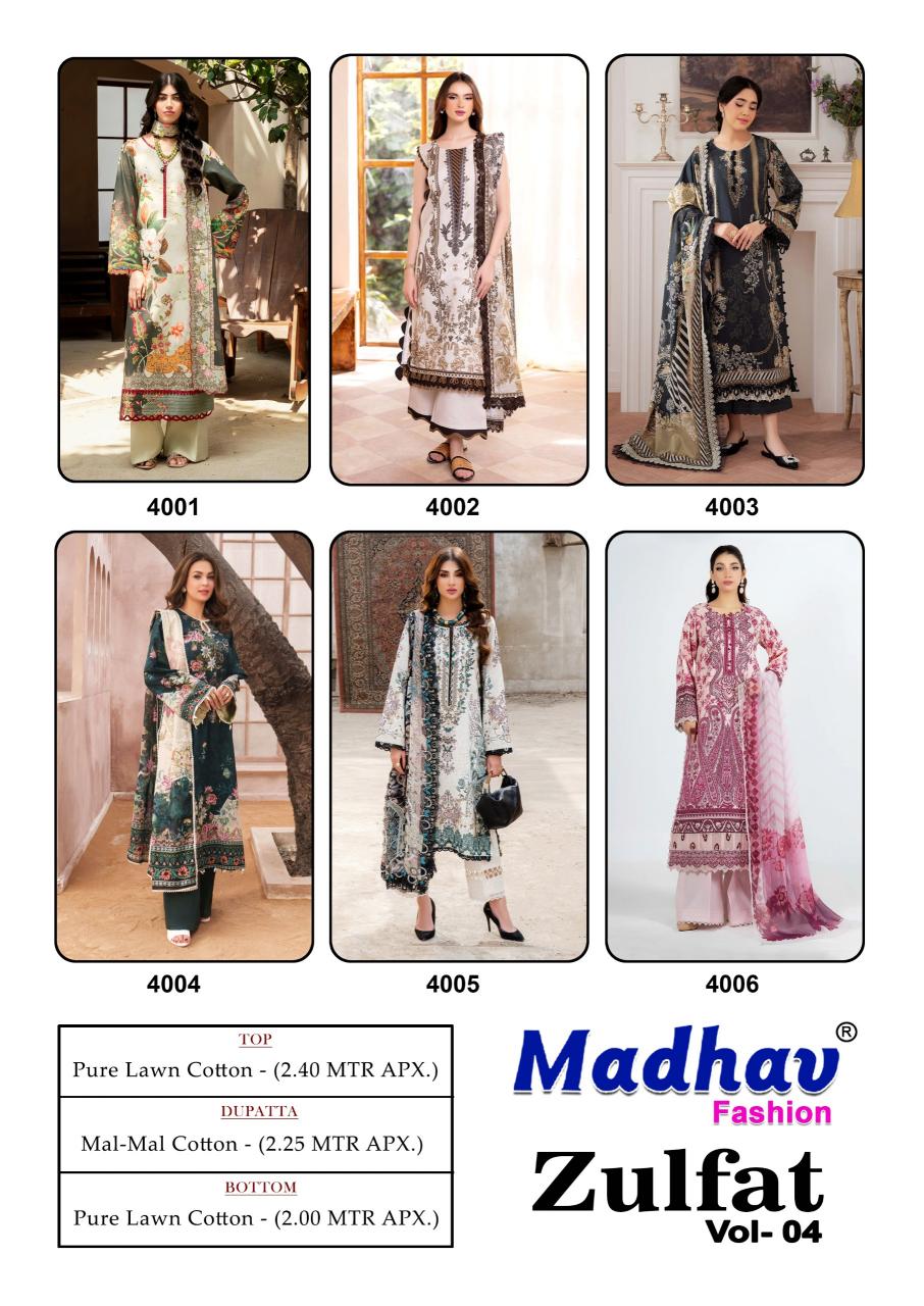 Madhav Zulfat Vol 4 – Karachi Dress Material Wholesale Catalog