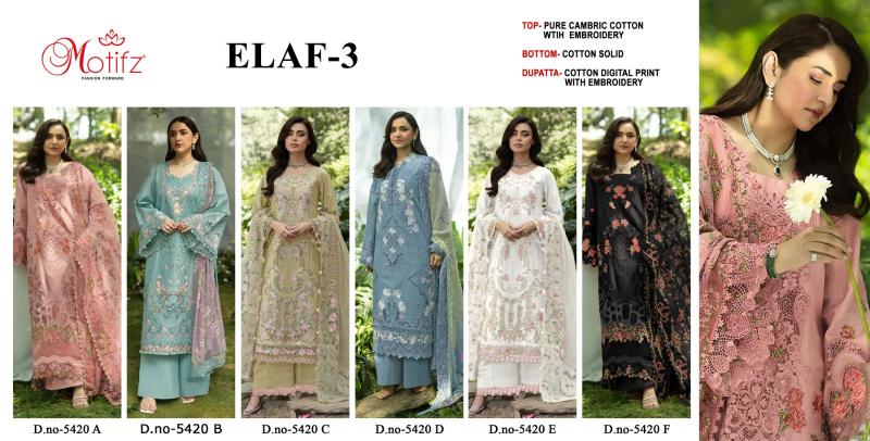 Motifz Elaf vol 3 5420 catalog wholesale pakistani suits in india
