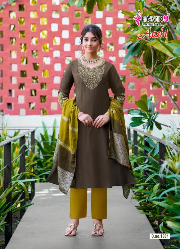 Mystic 9 Aashi vol 1 catalog kolkata wholesale market for kurtis