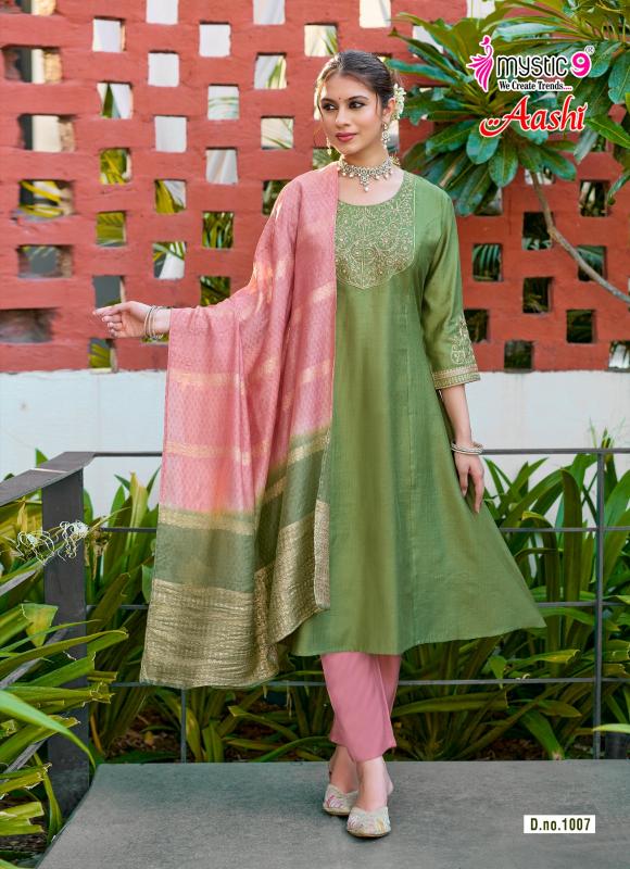 Mystic 9 Aashi vol 1 catalog kolkata wholesale market for kurtis