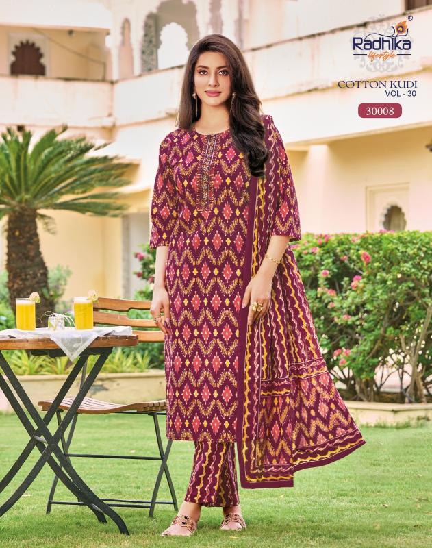 Radhika Lifestyle Cotton Kudi Vol 30 catalog wholesale kurtis and dress materials