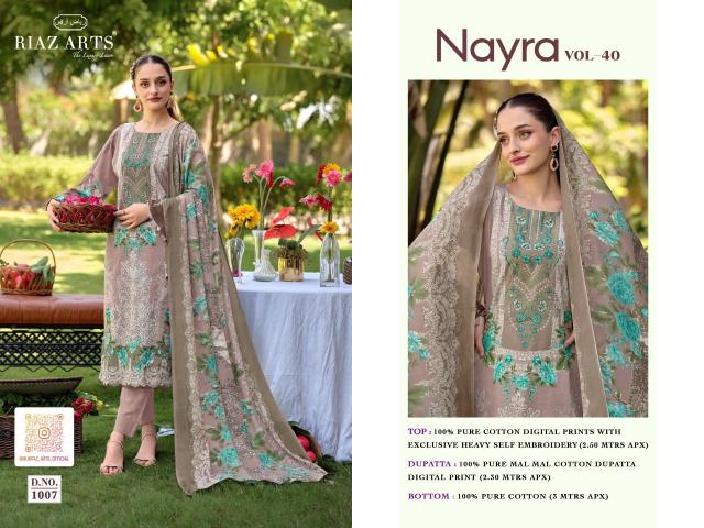 Riaz Arts Nayra vol 40 catalog cotton dress materials wholesale in surat