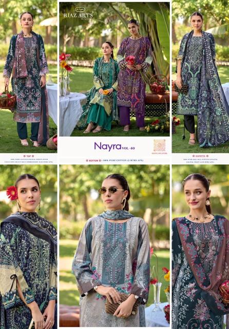Riaz Arts Nayra vol 40 catalog cotton dress materials wholesale in surat