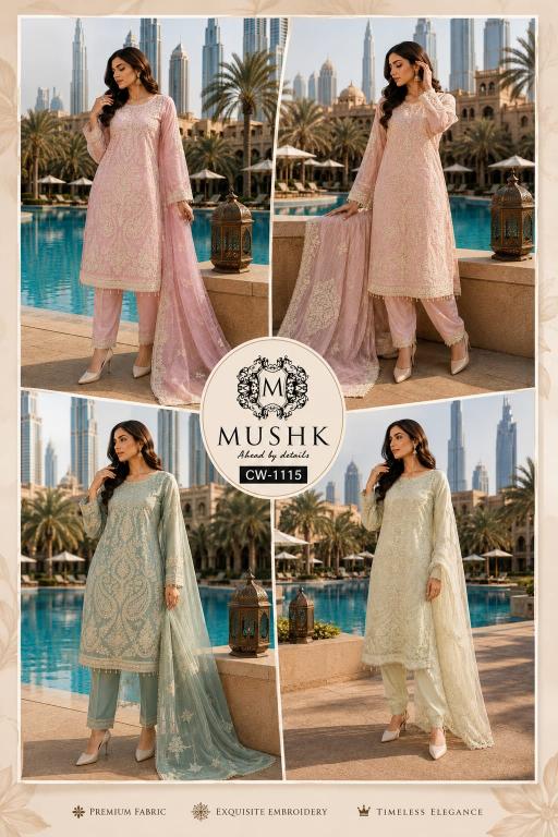 Shrddha Mushk CW 1115 Catalog wholesale pakistani salwar suits