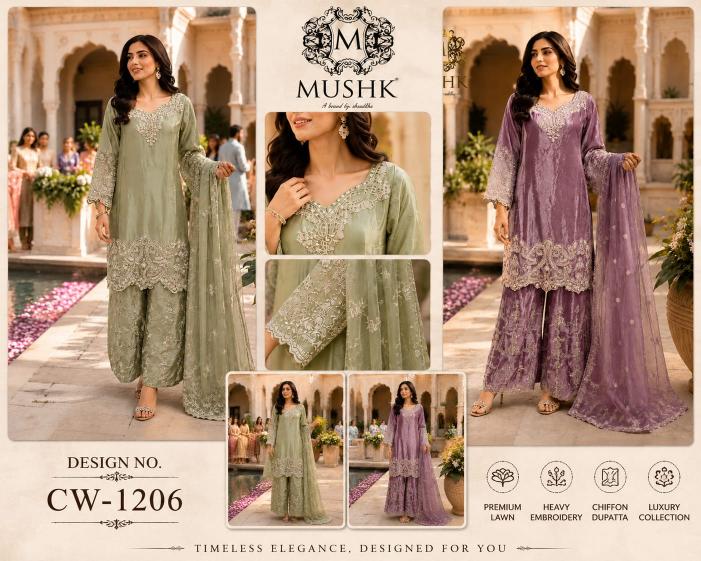 Shrddha Mushk CW 1206 Catalog pakistani designer suits wholesale