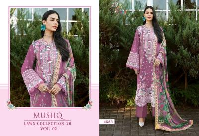 Shree Fabs Mushq Lawn Collection 26 Vol 1 catalog Chiffon Dupatta pakistani suits wholesaler batley