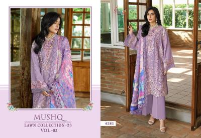 Shree Fabs Mushq Lawn Collection 26 Vol 1 catalog Chiffon Dupatta pakistani suits wholesaler batley