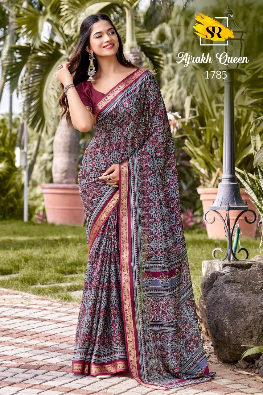 Sr Ajrakh Queen catalog wholesale saree market