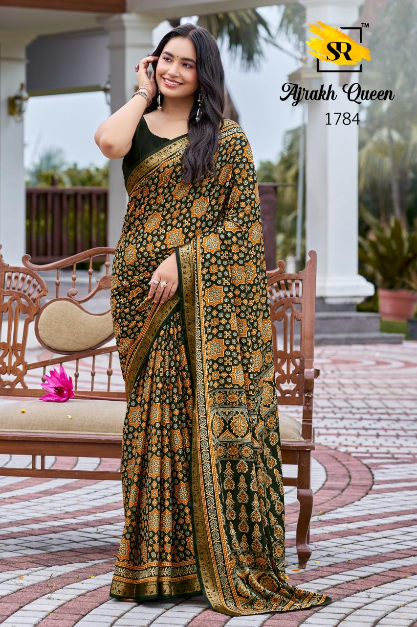 Sr Ajrakh Queen catalog wholesale saree market