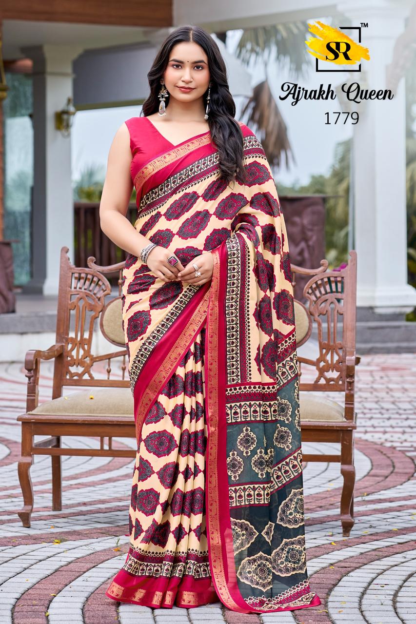Sr Ajrakh Queen catalog wholesale saree market