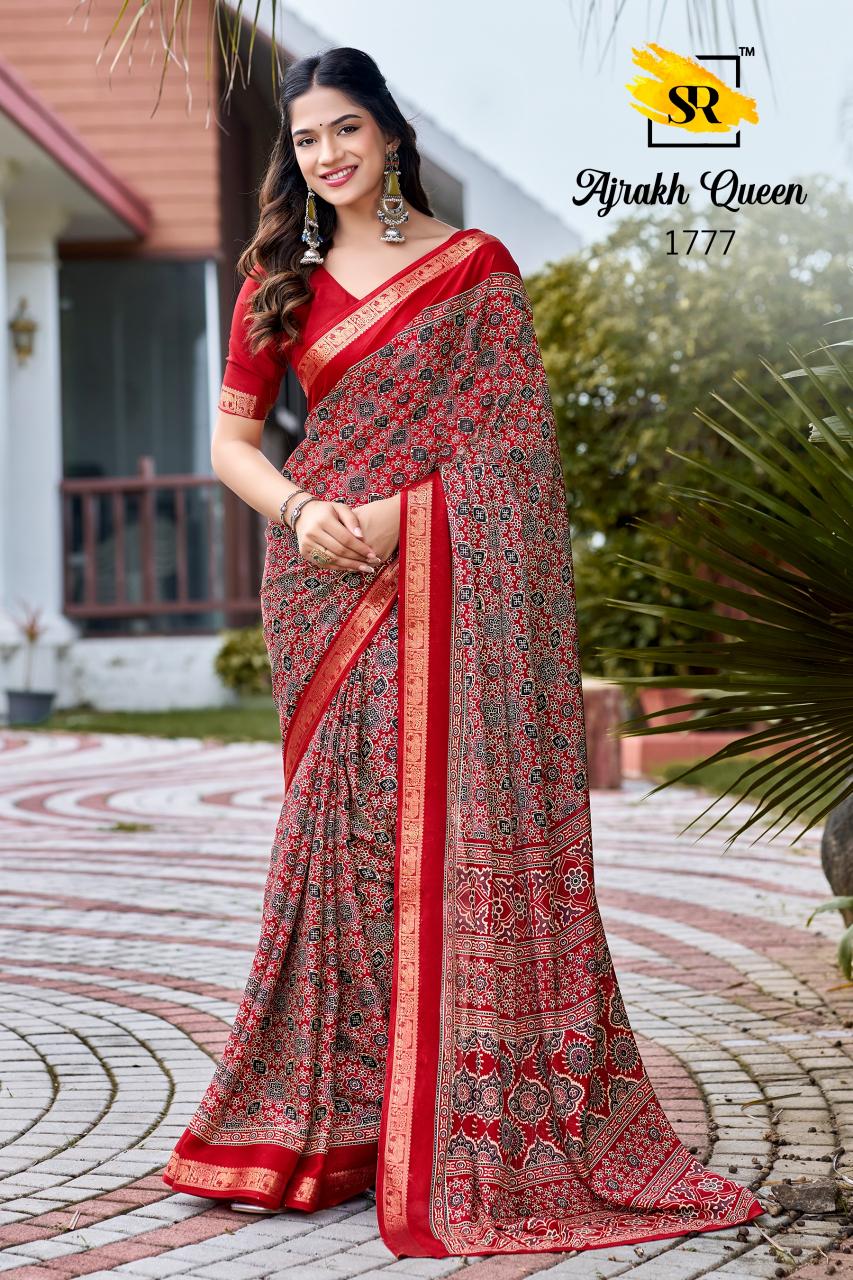 Sr Ajrakh Queen catalog wholesale saree market