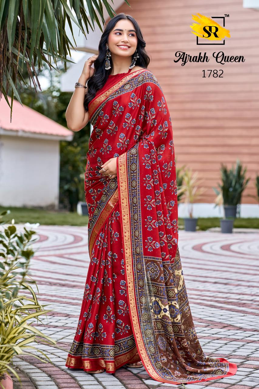 Sr Ajrakh Queen catalog wholesale saree market