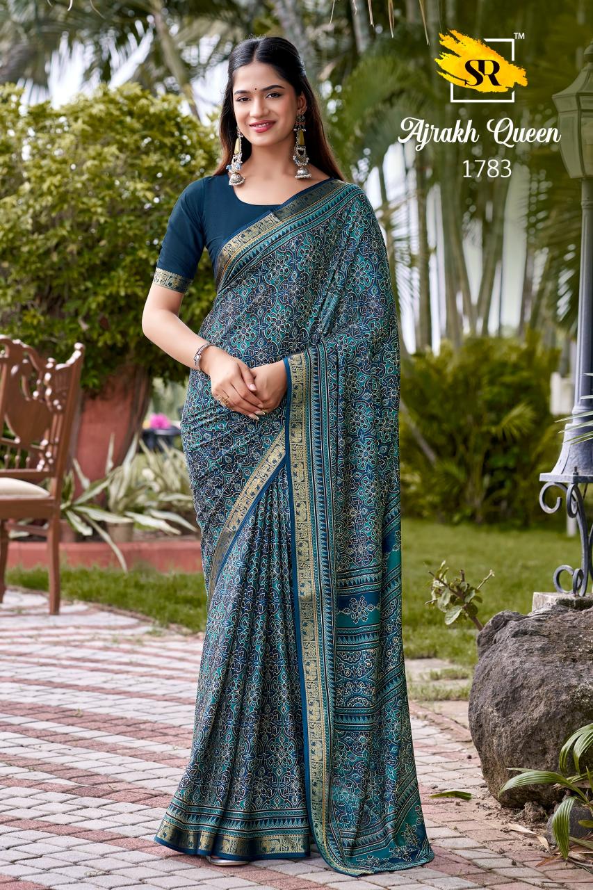 Sr Ajrakh Queen catalog wholesale saree market