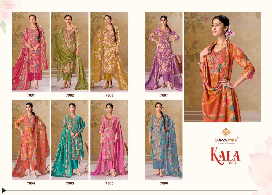 Suryajyoti Kala Vol-7 – Kurti Pant With Dupatta - Wholesale Catalog