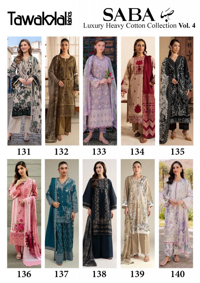 Tawakkal Saba Vol 4 – Karachi Dress Material Wholesale Cataog