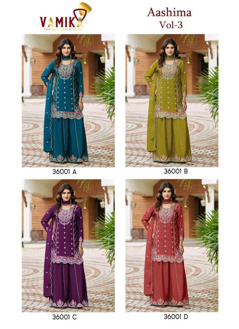 Vamika Ashima Vol 3 (D.NO.36001A to 36001D) catalog wholesale lucknowi chikan kurtis