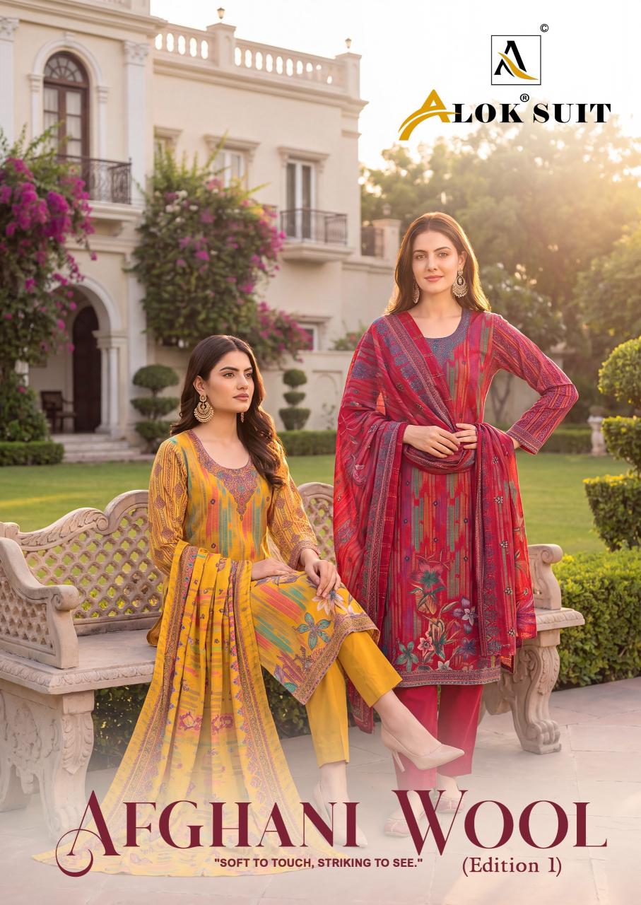 Alok Afghani Wool catalog surat dress material market