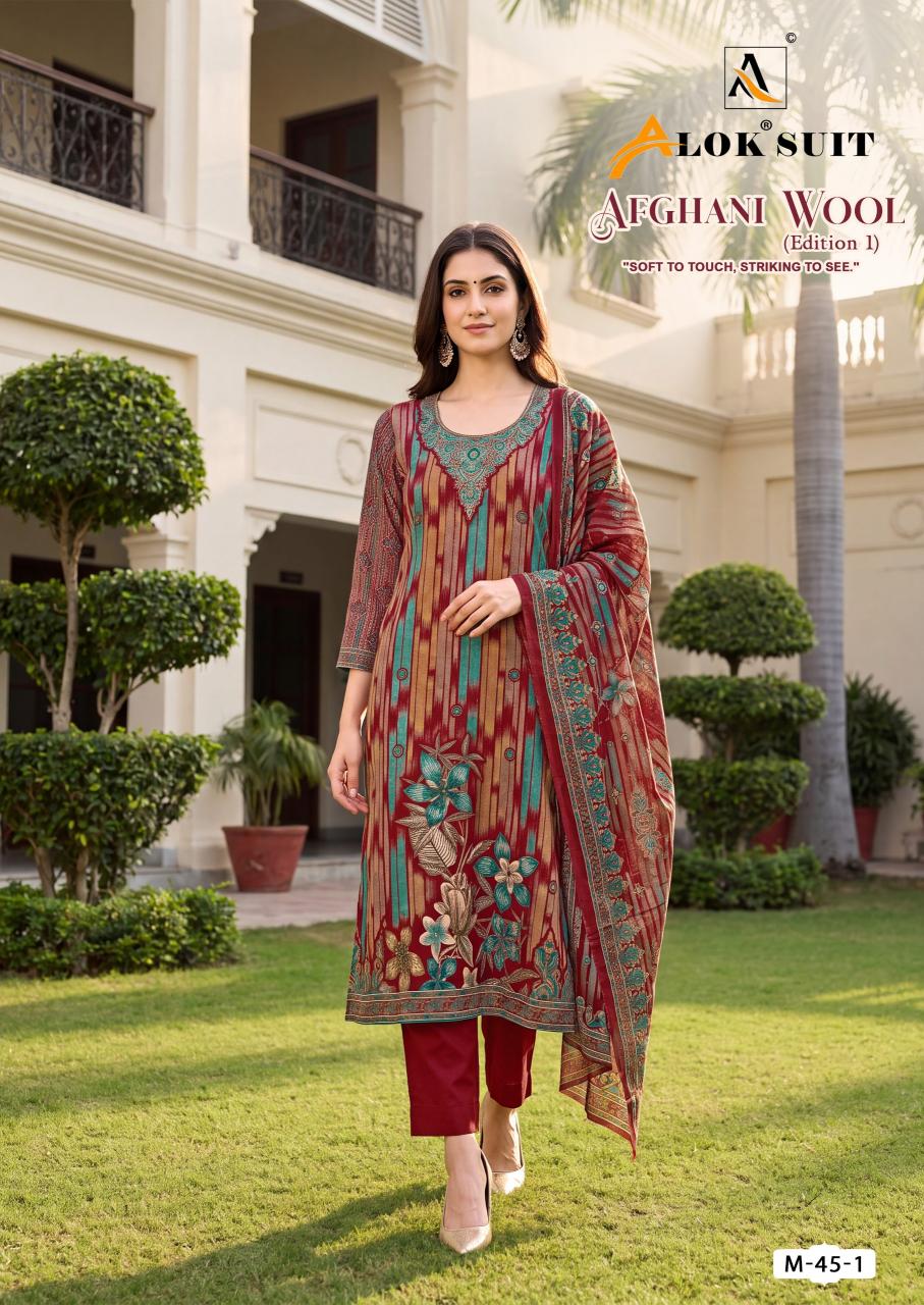 Alok Afghani Wool catalog surat dress material market