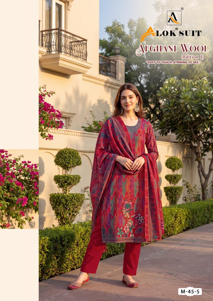 Alok Afghani Wool catalog surat dress material market