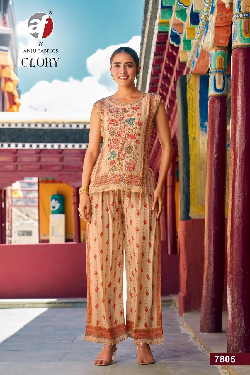 Anju Fabrics Glory catalog branded indo western kurtis in wholesale