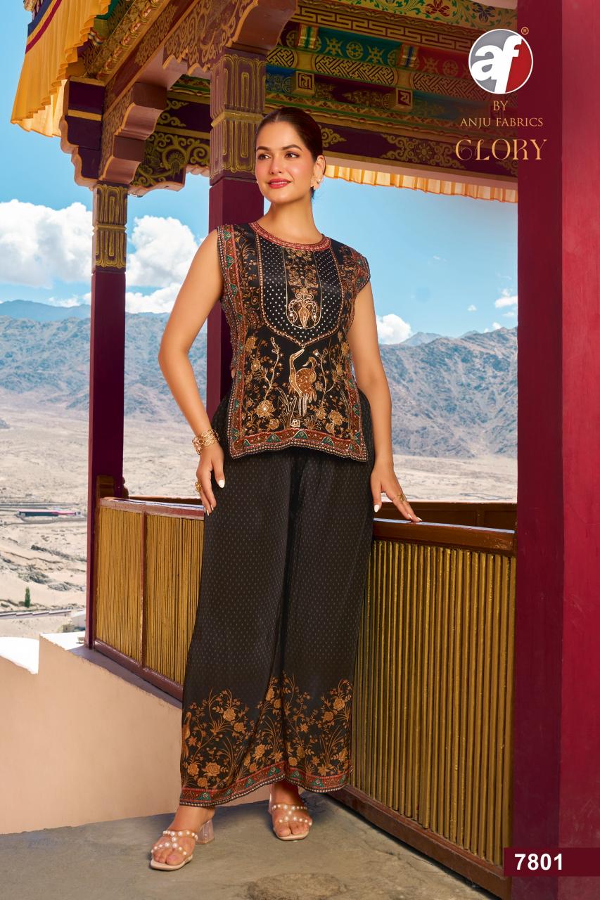 Anju Fabrics Glory catalog branded indo western kurtis in wholesale