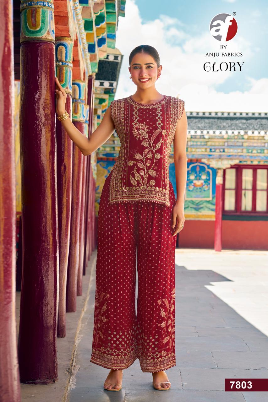 Anju Fabrics Glory catalog branded indo western kurtis in wholesale