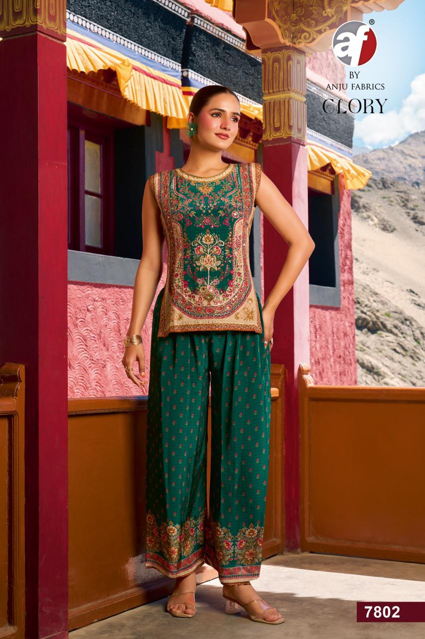 Anju Fabrics Glory catalog branded indo western kurtis in wholesale