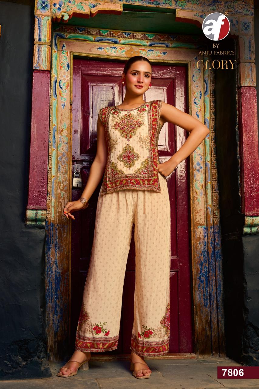 Anju Fabrics Glory catalog branded indo western kurtis in wholesale