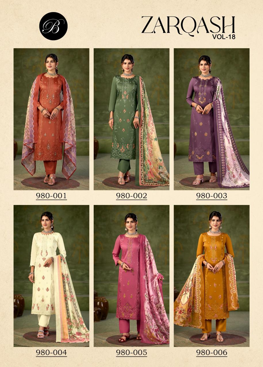 Belliza Zarqash Vol 18 catalog surat adajan mall for dress material