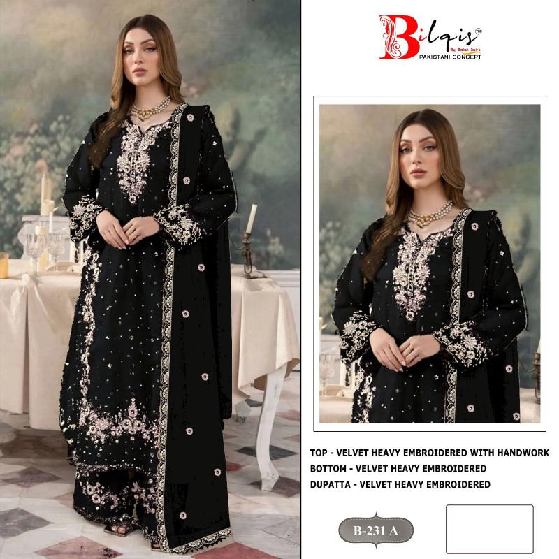 Bilqis B 231 A TO D catalog pakistani suits wholesaler